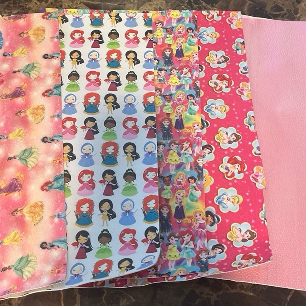 6 sheets of faux leather Disney princesses  approx size 7x12